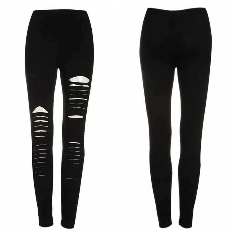 Black Punk Slash Cut Leggings