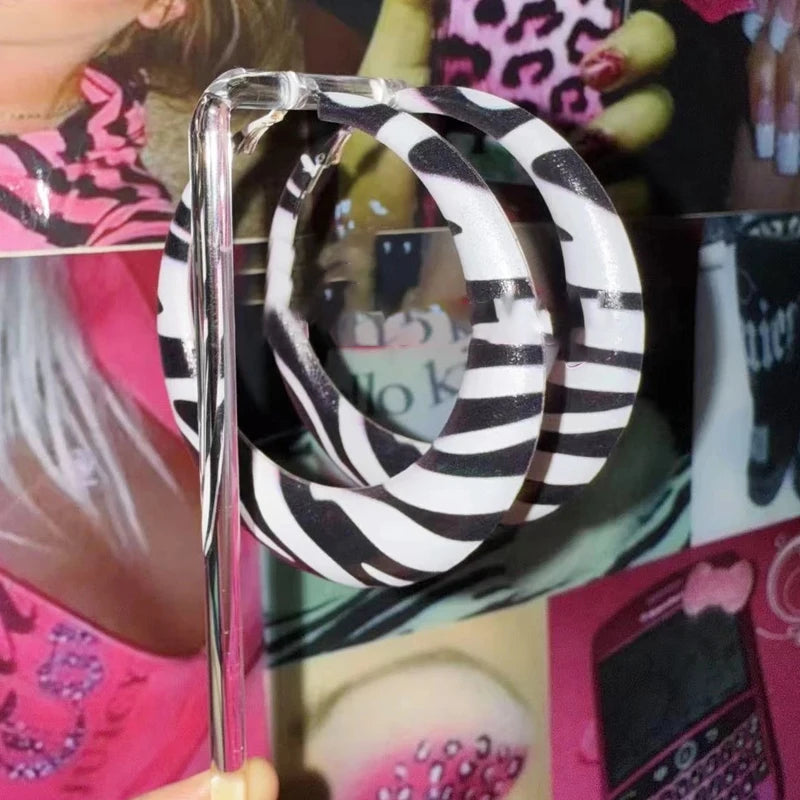 Retro Zebra Disc Earrings