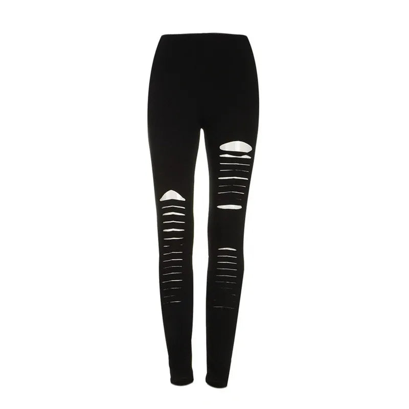 Black Punk Slash Cut Leggings