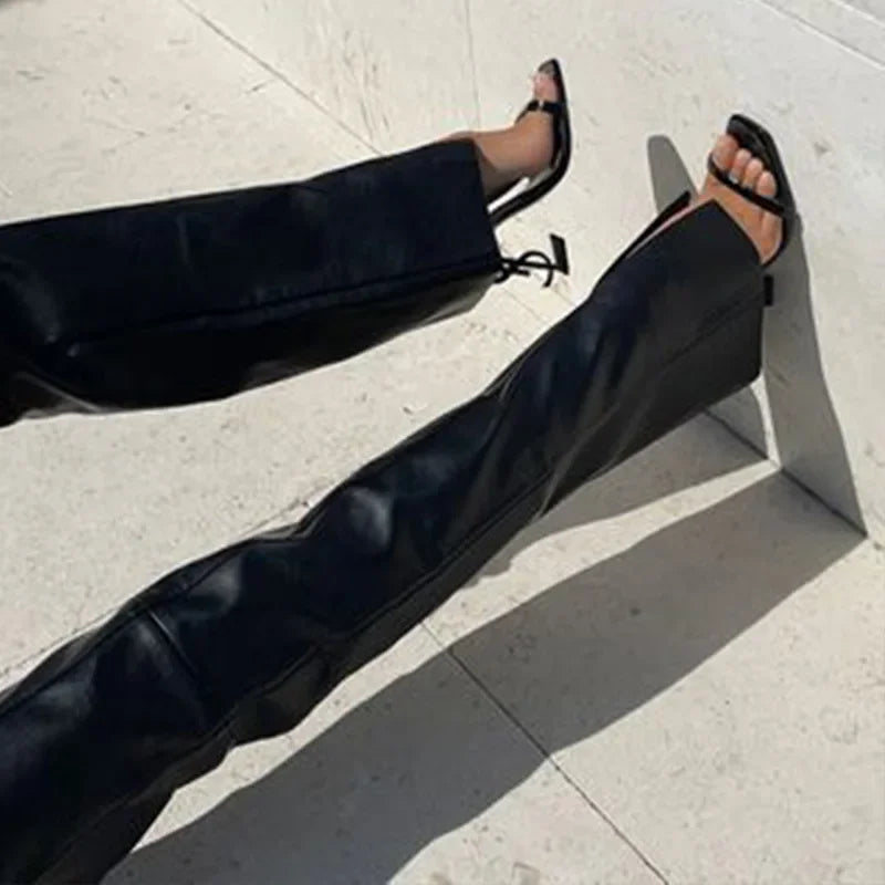 Crossline Straight-Leg Leather Pants