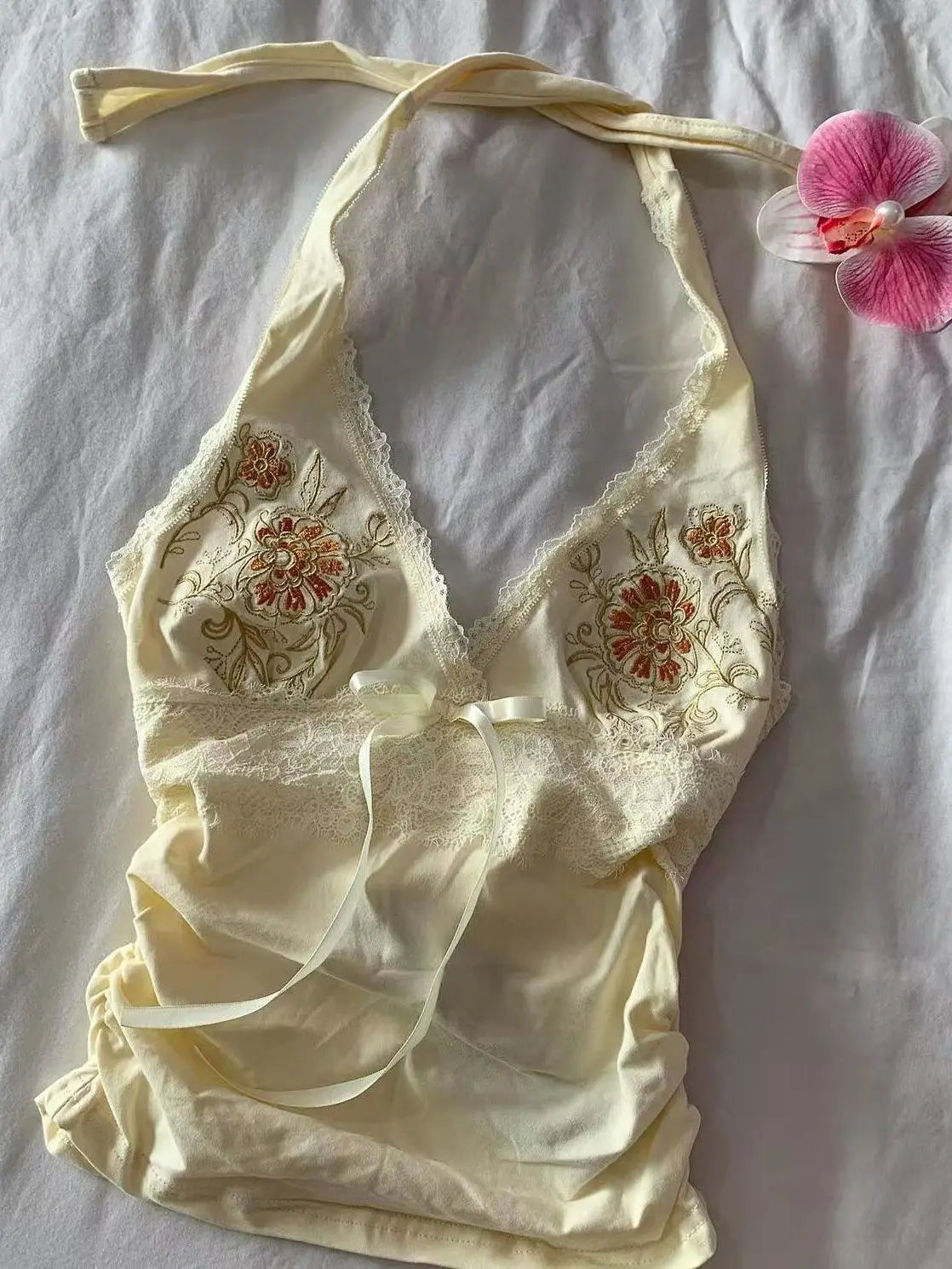 Pink Lemonade Lace Halter Top