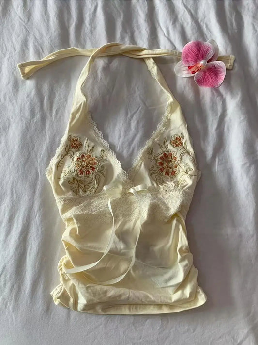 Pink Lemonade Lace Halter Top