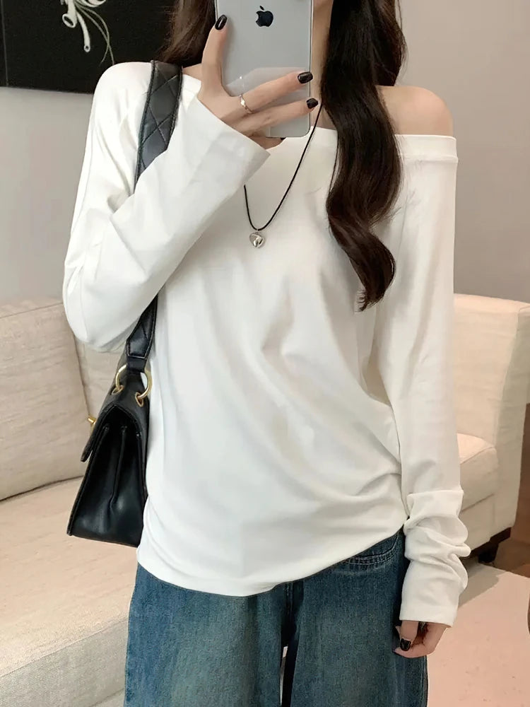 Oversize Off-Shoulder Long Sleeve T-shirt