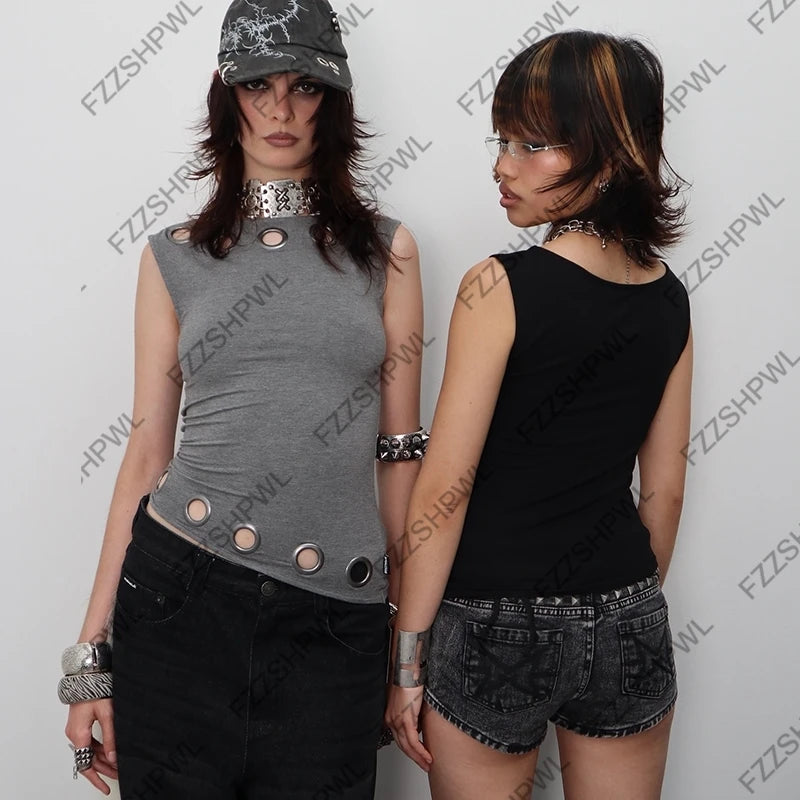 Hollow Out Sleeveless Tank Top