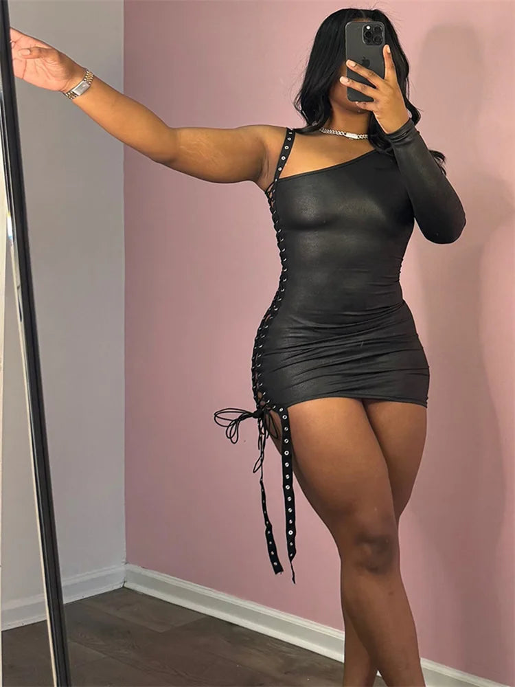 Cinch'd One-Sleave Mini Dress