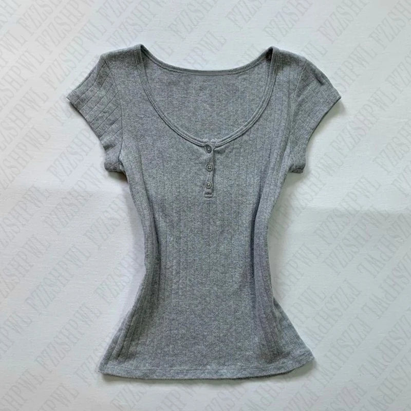 Gray Retro Knit Tee