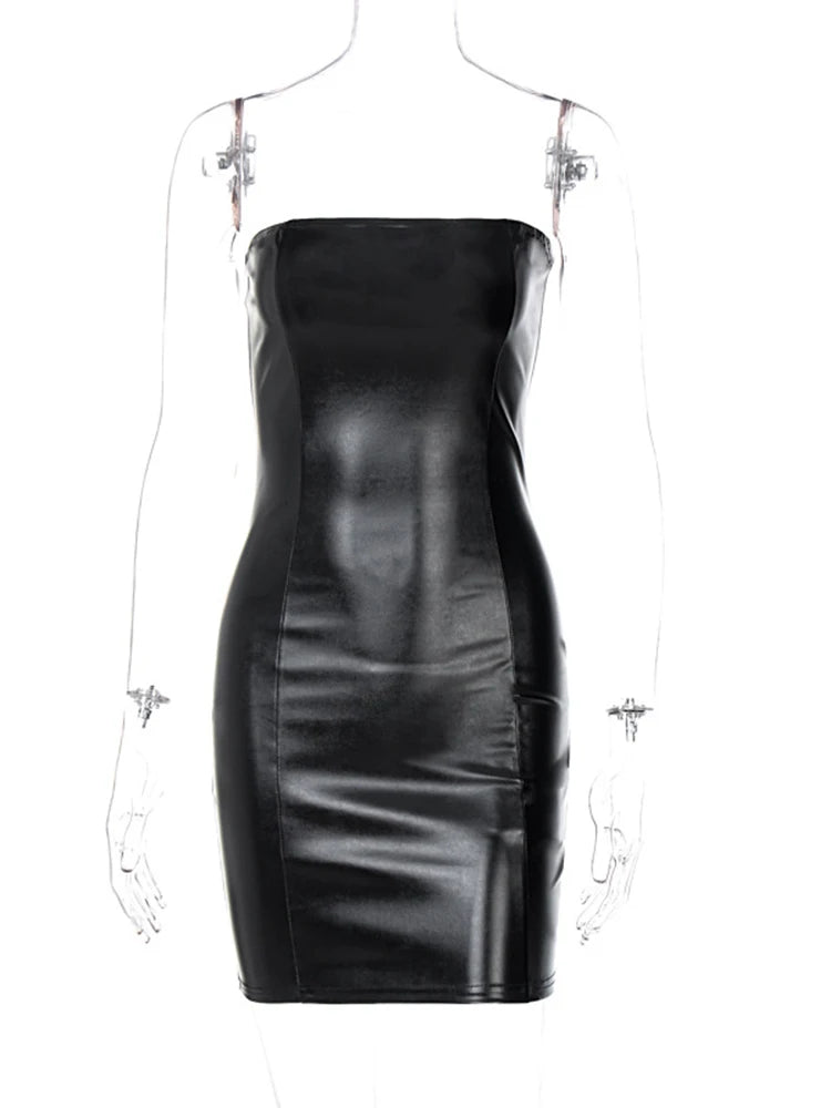 Selina Faux Leather Tube Mini Dress