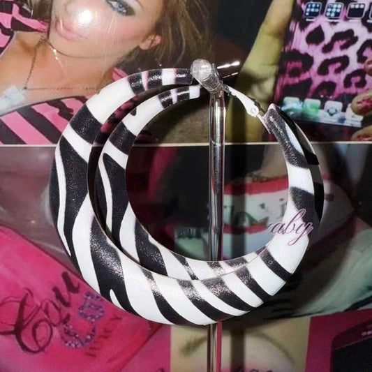 Retro Zebra Disc Earrings