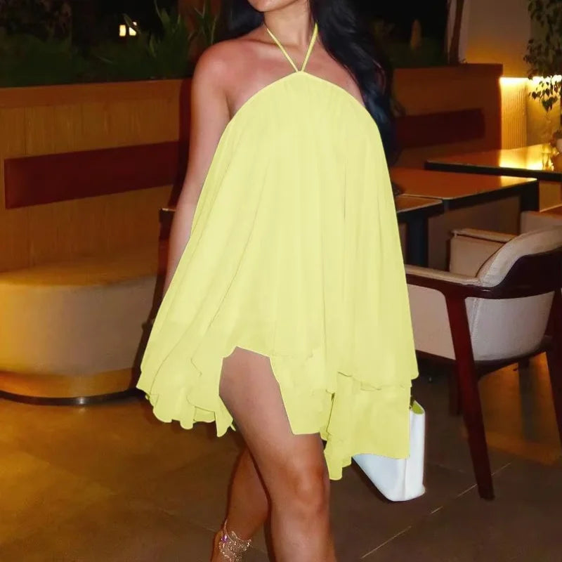 Potomac Halter Ruffle Mini Dress