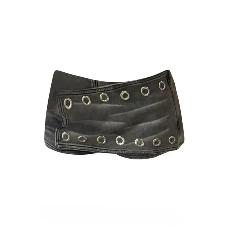 Industrial Grey Denim Mini Skirt